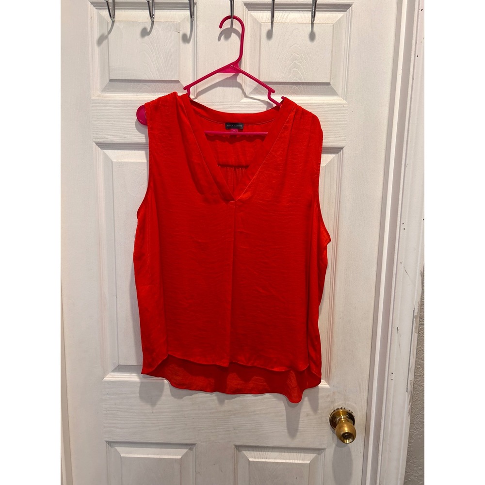 Vince Camuto Womens XL Orange Sleeveless‎ V Neck Blouse Work Office Layering Top